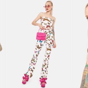 Wings Of Change Butterfly Print Cami Crop Top & flare pant